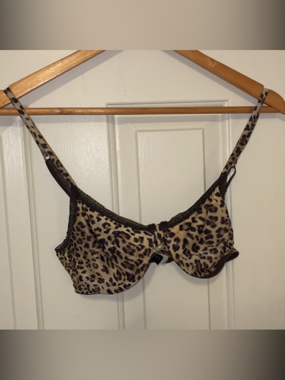 Leopard Print Underwire Bra - Brown/Cream